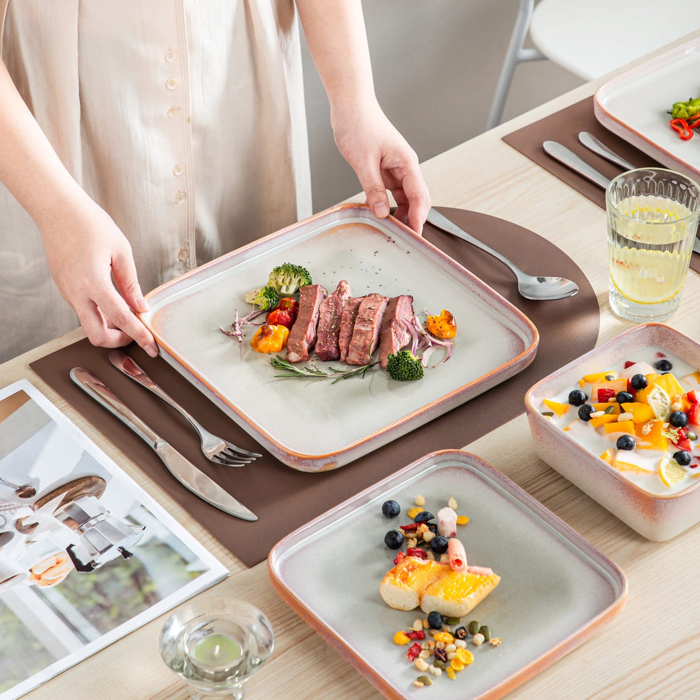 "Color" collection | 16/32/48-piece tableware set | Blue | Stoneware