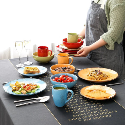 "Retro" Kollektion | Geschirr Set 16/32/48-tlg. | bunt | Steingut - Töpferkunst | Steingut Geschirrsets