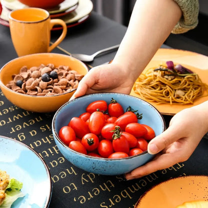 "Retro" Kollektion | Geschirr Set 16/32/48-tlg. | bunt | Steingut - Töpferkunst | Steingut Geschirrsets