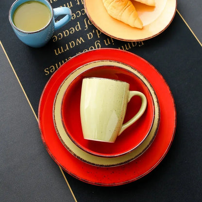 "Retro" Kollektion | Geschirr Set 16/32/48-tlg. | bunt | Steingut - Töpferkunst | Steingut Geschirrsets