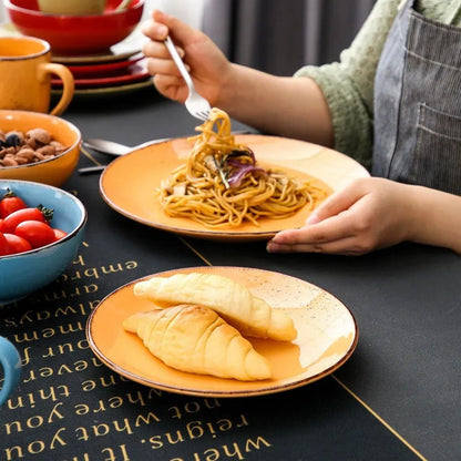 "Retro" Kollektion | Geschirr Set 16/32/48-tlg. | bunt | Steingut - Töpferkunst | Steingut Geschirrsets