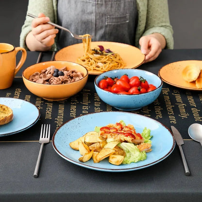 "Retro" Kollektion | Geschirr Set 16/32/48-tlg. | bunt | Steingut - Töpferkunst | Steingut Geschirrsets