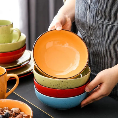 "Retro" Kollektion | Geschirr Set 16/32/48-tlg. | bunt | Steingut - Töpferkunst | Steingut Geschirrsets