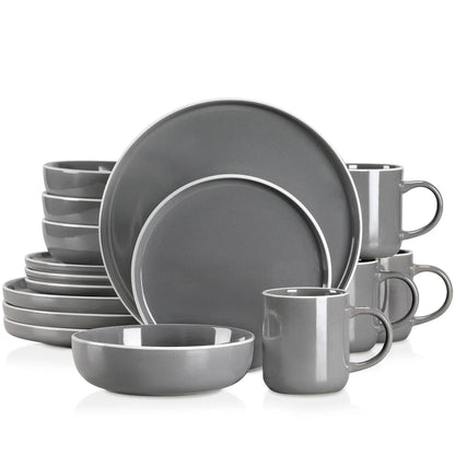 "Glaze" Kollektion | Geschirr Set 16/32/48-tlg. | grau | Steingut - Töpferkunst | Steingut Geschirrsets