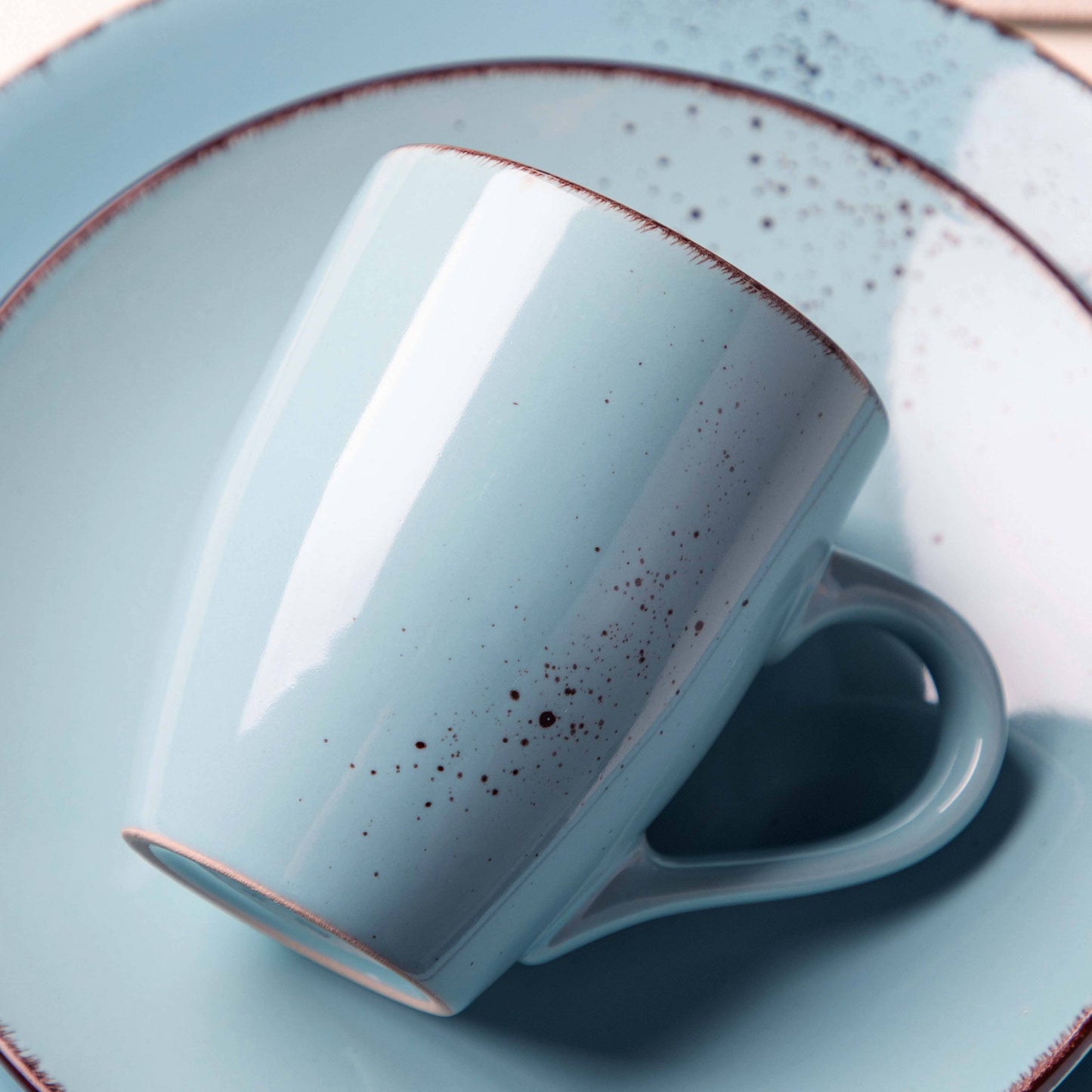 "Retro" collection | Tableware set 16/32/48 pcs. | light blue | stoneware