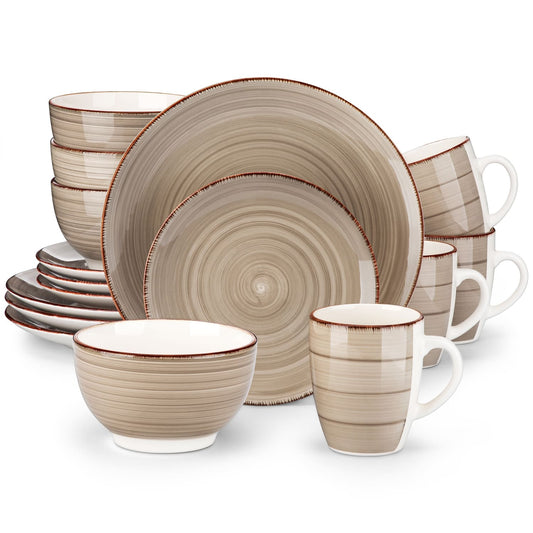 "Spiral" collection | 16/32/48-piece tableware set | Brown, beige | Stoneware