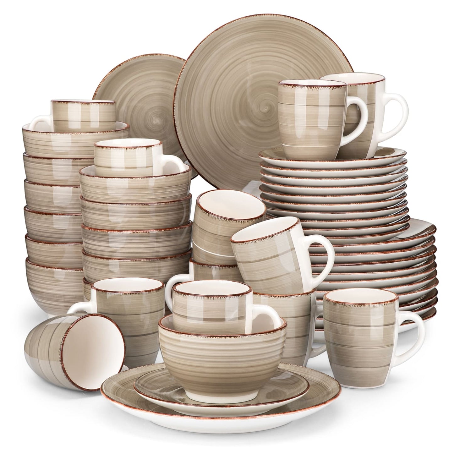 "Spiral" collection | 16/32/48-piece tableware set | Brown, beige | Stoneware