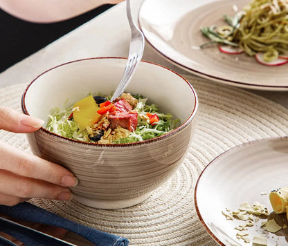 "Spiral" Kollektion | 16/32/48-tlg. Geschirr Set | Braun, Beige | Steingut - Töpferkunst | Steingut Geschirrsets