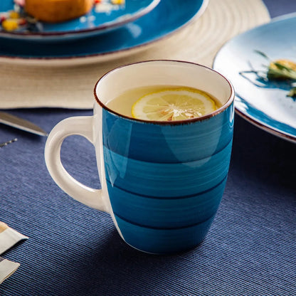 "Spiral" Kollektion | 16/32/48-tlg. Geschirr Set | Blau | Steingut - Töpferkunst | Steingut Geschirrsets