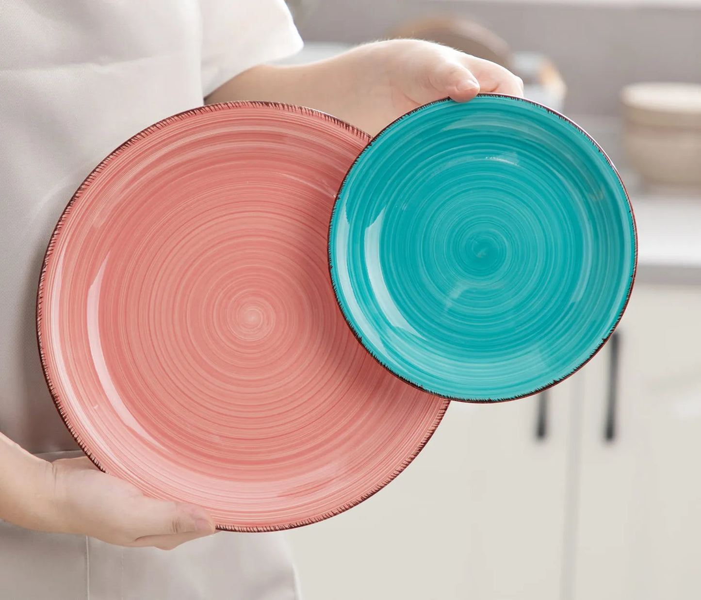 "Spiral" collection | 16/32/48-piece tableware set | Colorful, beige, gray, red, turquoise | Stoneware