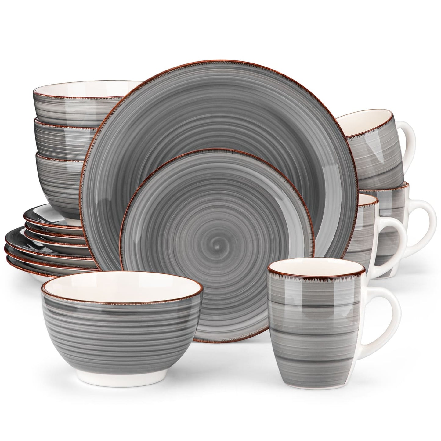 "Spiral" collection | 16/32/48-piece tableware set | Grey | Stoneware