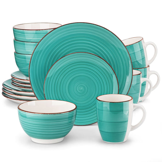 "Spiral" collection | 16/32/48-piece tableware set | Green | Stoneware