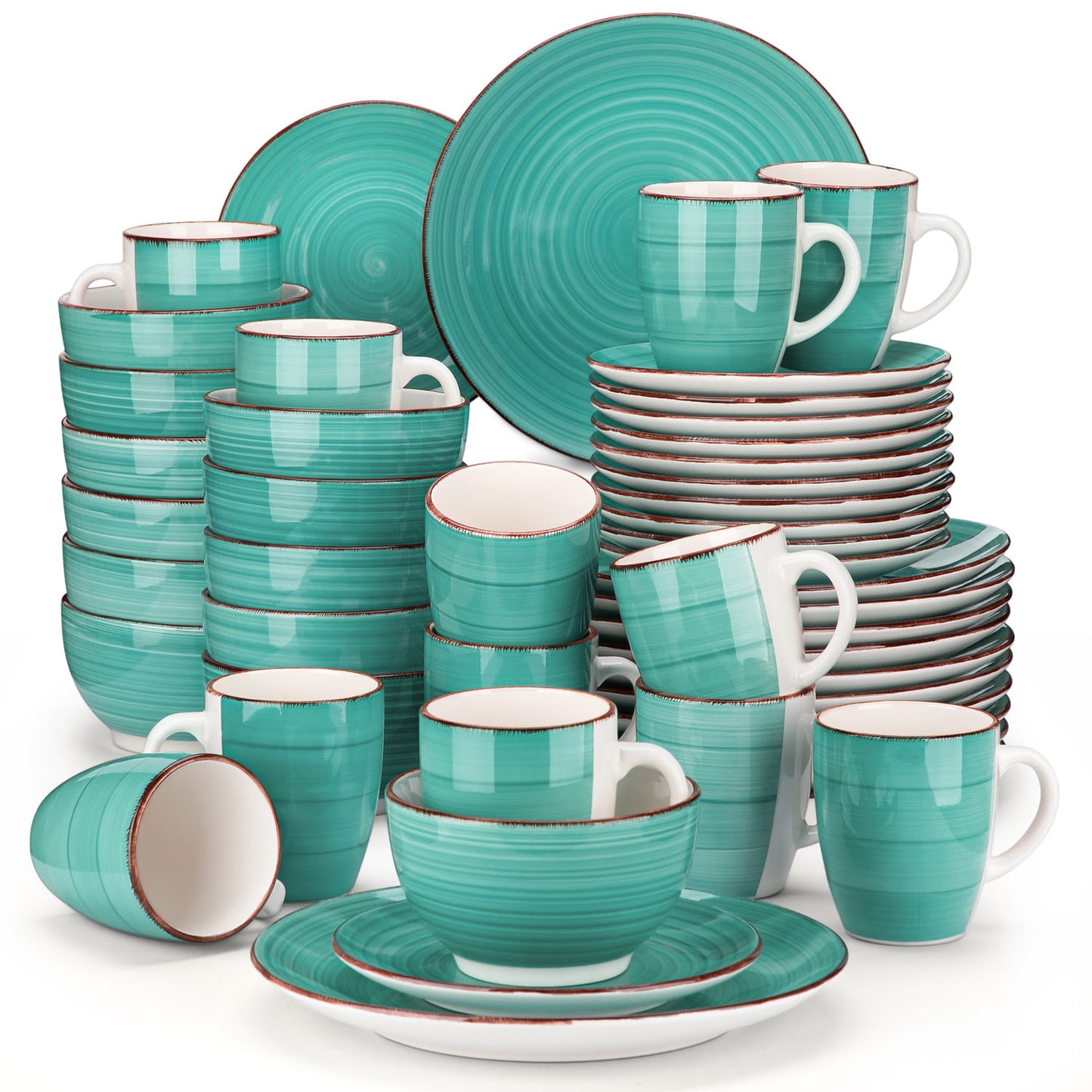 "Spiral" collection | 16/32/48-piece tableware set | Green | Stoneware