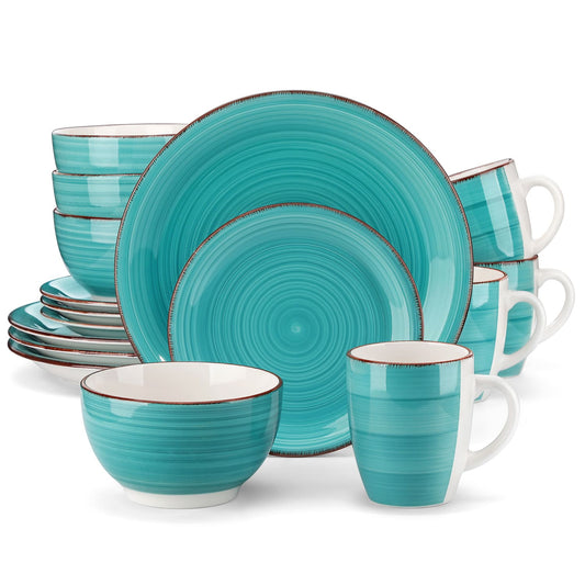 "Spiral" collection | 16/32/48-piece tableware set | Turquoise | Stoneware