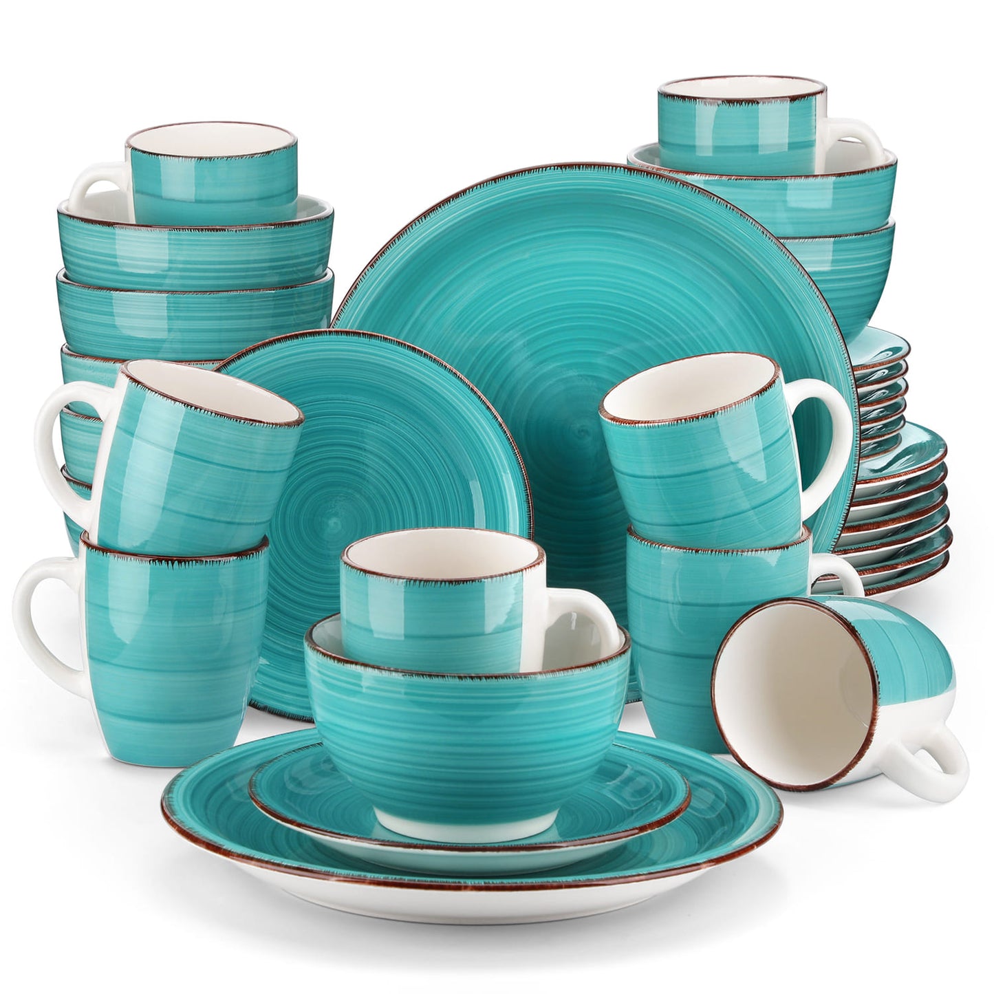 "Spiral" collection | 16/32/48-piece tableware set | Turquoise | Stoneware