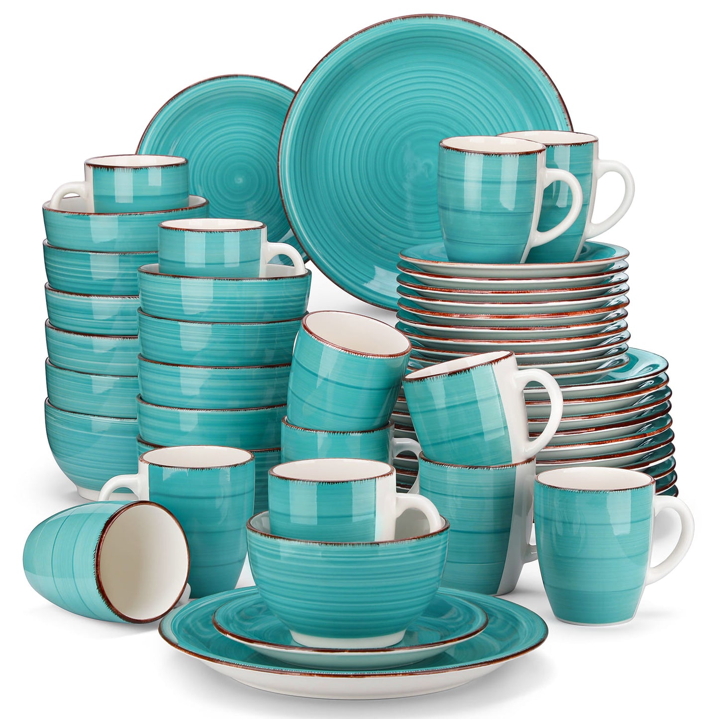 "Spiral" collection | 16/32/48-piece tableware set | Turquoise | Stoneware