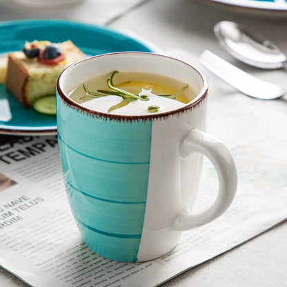 "Spiral" Kollektion | 16/32/48-tlg. Geschirr Set | Türkis | Steingut - Töpferkunst | Steingut Geschirrsets