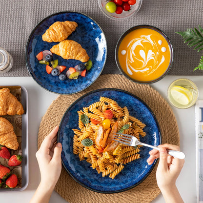 "Color" Kollektion | 12/24/36-tlg. Geschirr Set | Blau | Steingut - Töpferkunst | Steingut Geschirrsets