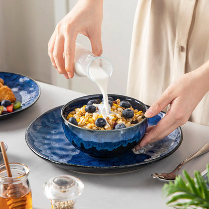 "Color" Kollektion | 12/24/36-tlg. Geschirr Set | Blau | Steingut - Töpferkunst | Steingut Geschirrsets