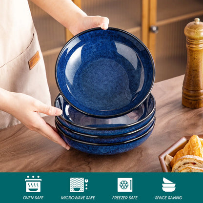 "Color" Kollektion | 4/8/12-tlg. Pasta Teller | Blau | Steingut - Töpferkunst | Steingut Geschirrsets