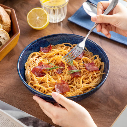 "Color" Kollektion | 4/8/12-tlg. Pasta Teller | Blau | Steingut - Töpferkunst | Steingut Geschirrsets