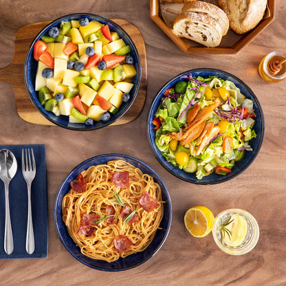 "Color" Kollektion | 4/8/12-tlg. Pasta Teller | Blau | Steingut - Töpferkunst | Steingut Geschirrsets