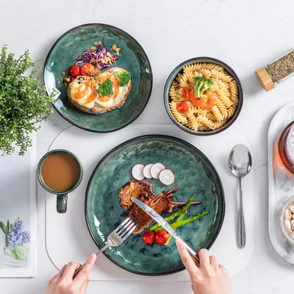 "Color" Kollektion | 16/32/48-tlg. Geschirr Set | Grün | Steingut - Töpferkunst | Steingut Geschirrsets