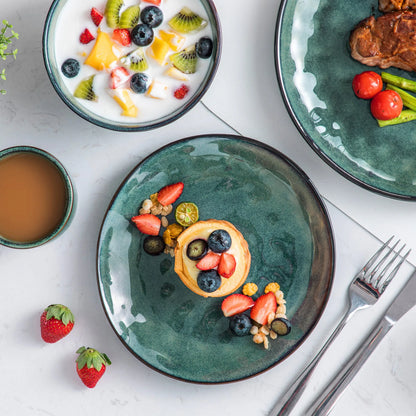 "Color" Kollektion | 16/32/48-tlg. Geschirr Set | Grün | Steingut - Töpferkunst | Steingut Geschirrsets