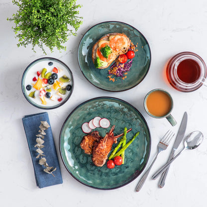 "Color" Kollektion | 16/32/48-tlg. Geschirr Set | Grün | Steingut - Töpferkunst | Steingut Geschirrsets