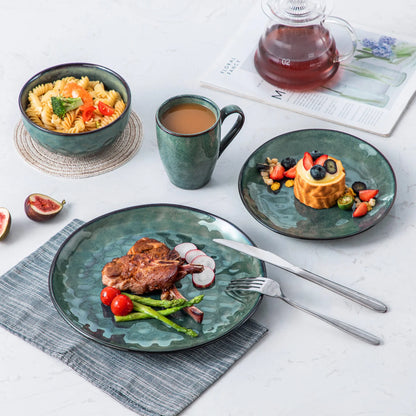 "Color" Kollektion | 16/32/48-tlg. Geschirr Set | Grün | Steingut - Töpferkunst | Steingut Geschirrsets