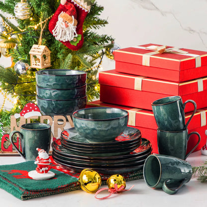 "Color" Kollektion | 16/32/48-tlg. Geschirr Set | Grün | Steingut - Töpferkunst | Steingut Geschirrsets