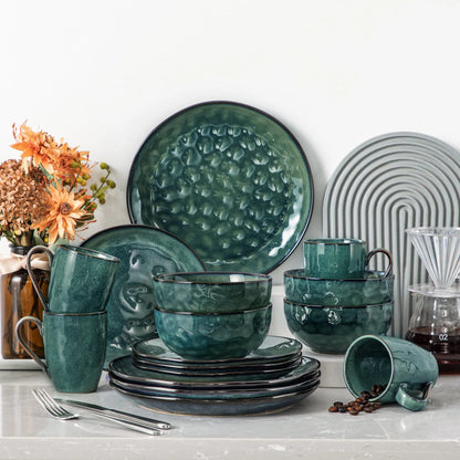 "Color" Kollektion | 16/32/48-tlg. Geschirr Set | Grün | Steingut - Töpferkunst | Steingut Geschirrsets