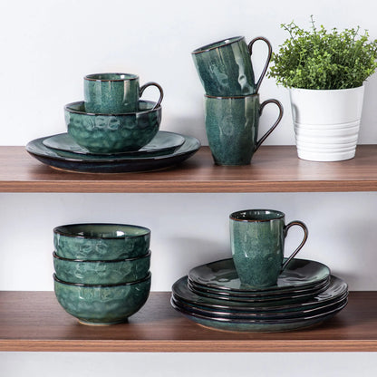 "Color" Kollektion | 16/32/48-tlg. Geschirr Set | Grün | Steingut - Töpferkunst | Steingut Geschirrsets