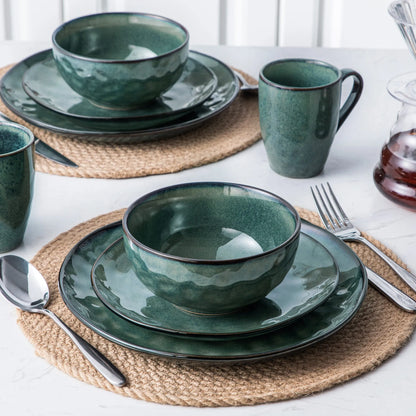 "Color" Kollektion | 16/32/48-tlg. Geschirr Set | Grün | Steingut - Töpferkunst | Steingut Geschirrsets