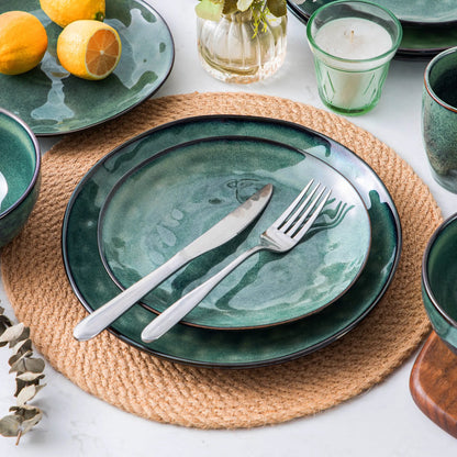 "Color" Kollektion | 16/32/48-tlg. Geschirr Set | Grün | Steingut - Töpferkunst | Steingut Geschirrsets