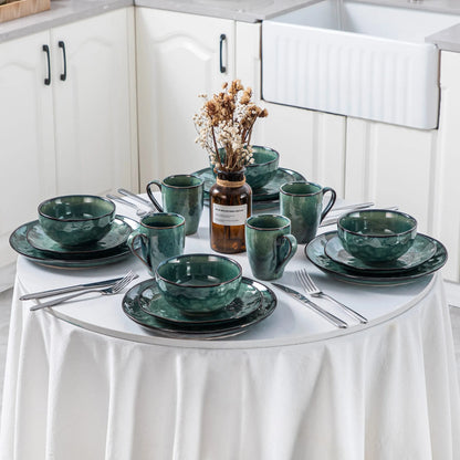 "Color" Kollektion | 16/32/48-tlg. Geschirr Set | Grün | Steingut - Töpferkunst | Steingut Geschirrsets