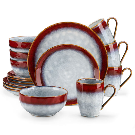"Color" collection | 16/32/48-piece tableware set | Red/Blue | Stoneware