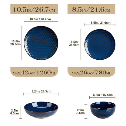 "Zen" Kollektion | 16/32/48-tlg. Geschirr Set | Blau | Steingut - Töpferkunst | Steingut Geschirrsets