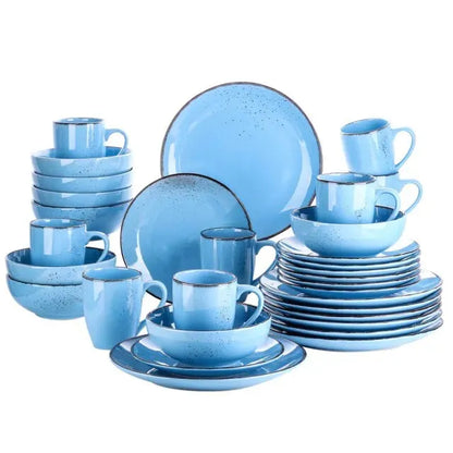 "Retro" Kollektion | Geschirr Set 16/32/48-tlg. | hellblau | Steingut - Töpferkunst | Steingut Geschirrsets
